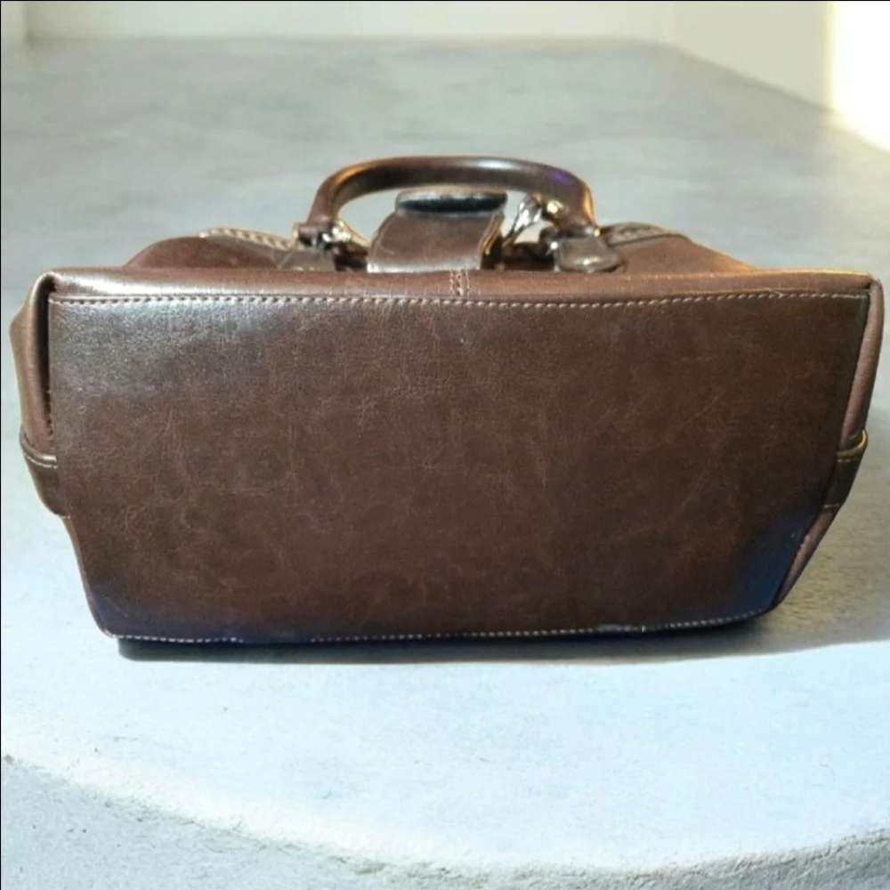 Vintage Brighton Croc-embossed Leather Satchel.